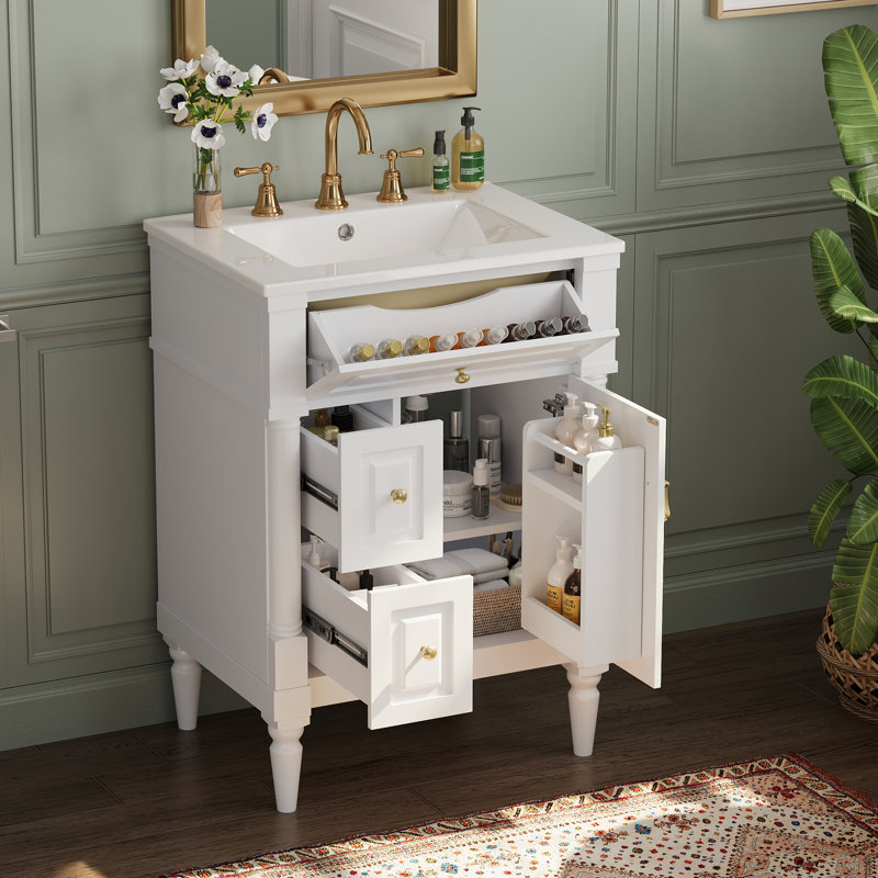 24 Inch Bathroom Vanity With Sink,white, White