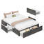 Grand lit plateforme avec rangement et pied de lit et 4 tiroirs sous le lit, gris-346622722-400073677