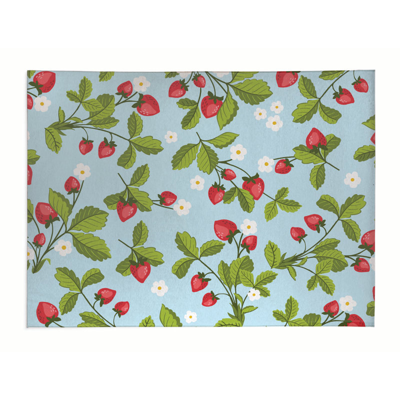 Strawberries Outdoor Rug, Rectangle 2' x 3'