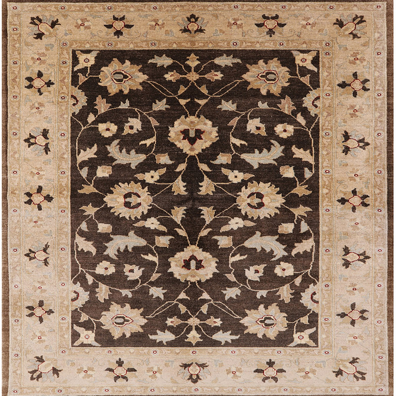 Tapis brun / bleu marine Reimund, Carré 8 pi