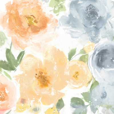" Peach And Blue Floral " Painting Print