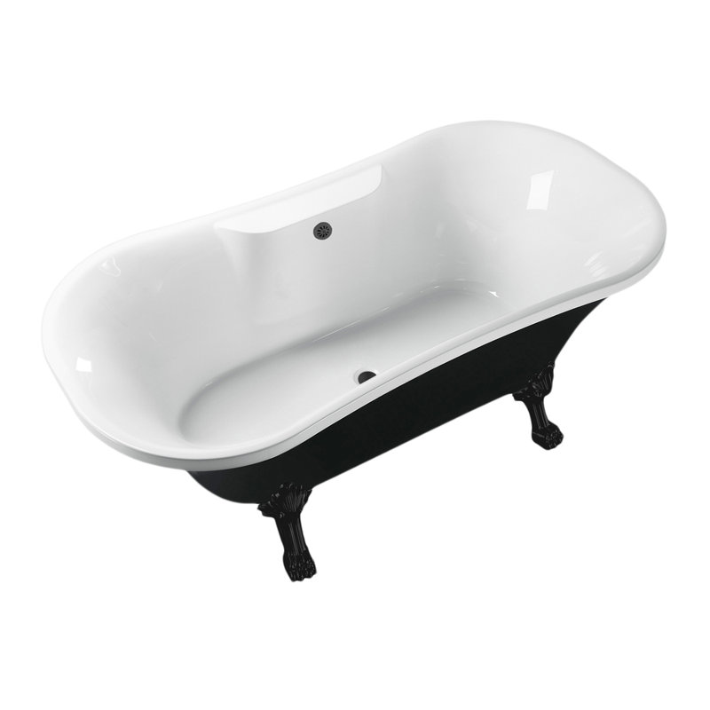 Baignoire de trempage en acrylique sur pieds 68 "Streamline, Noir mat, Noir mat
