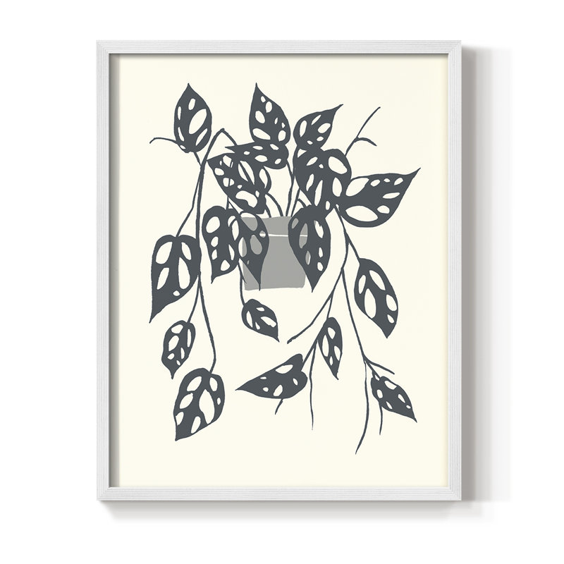 «Growing Leaves», reproduction encadrée en bois massif, H 11 po x l 9 po, Blanc