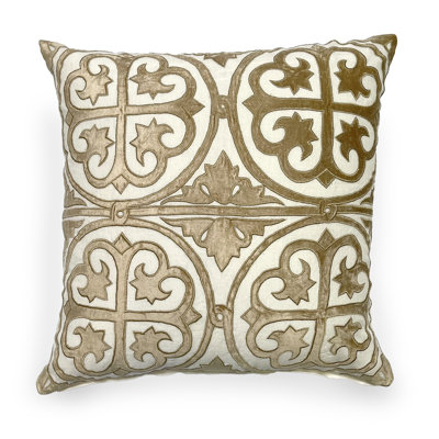 Venice Collection Velvet Applique On Linen Ground Accent Pillow