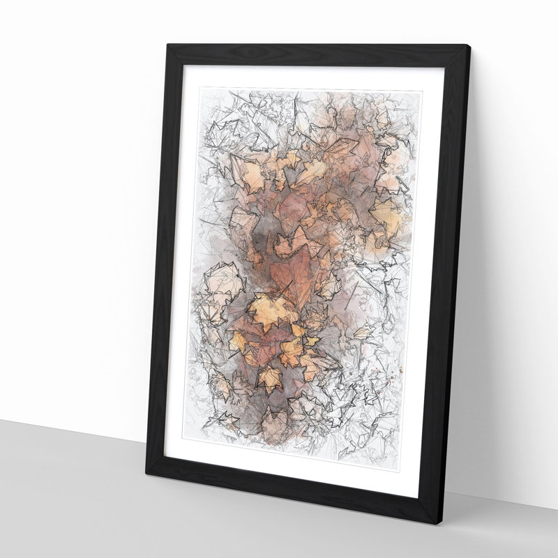Fallen Leaves - Single Picture Frame Painting on MDF, 87cm H x 62cm W x 2cm D, Black Framed
