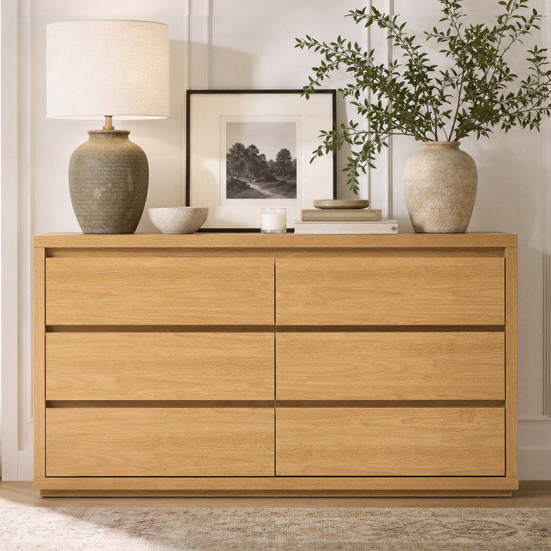 Commode 6 tiroirs Fere, Chêne miel