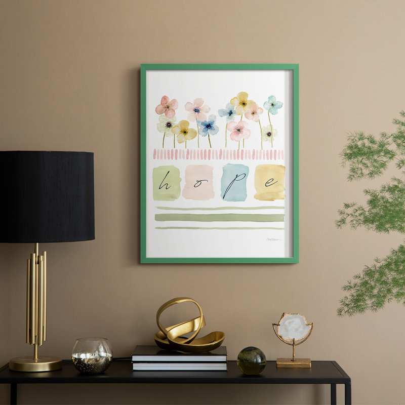 Hope Framed Print - Solid Wood, 21" H x 17" W, Green