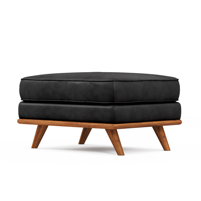 Shanteka 31" Leather Ottoman, Noir, noir, noir, noir