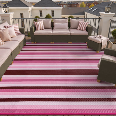 Tapis d'extérieur à rayures réversible imperméable Ellie