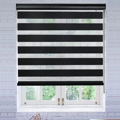 Dual Layer Day & Night Zebra Roller Blinds – Light Filtering Privacy Shades, Modern Window Treatment, Polyester Sheer & Solid Stripes for Living Room, Bedroom & Office