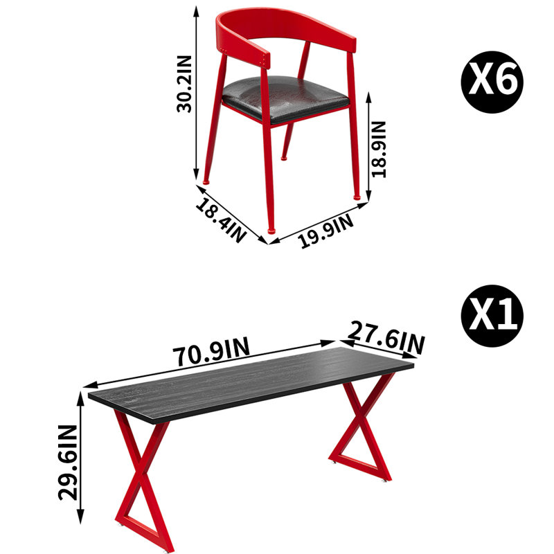 Ensemble de salle à manger rectangulaire L 70,9 po x l 27,6 po Monda