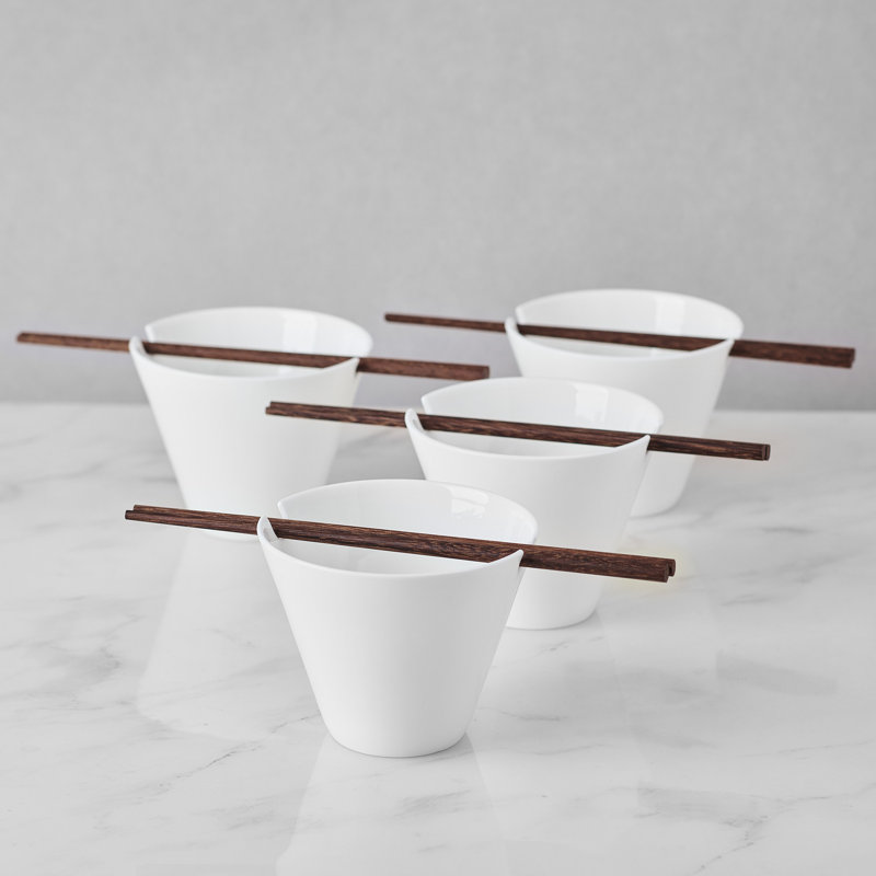 Delray Bone China Noodle Bowl with Chopsticks