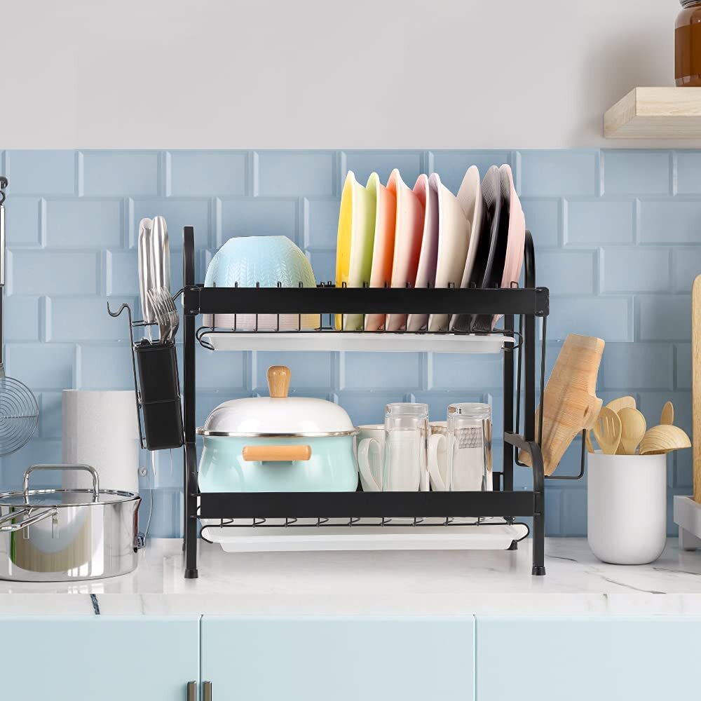 2-Tier Compact Steel Dish Rack