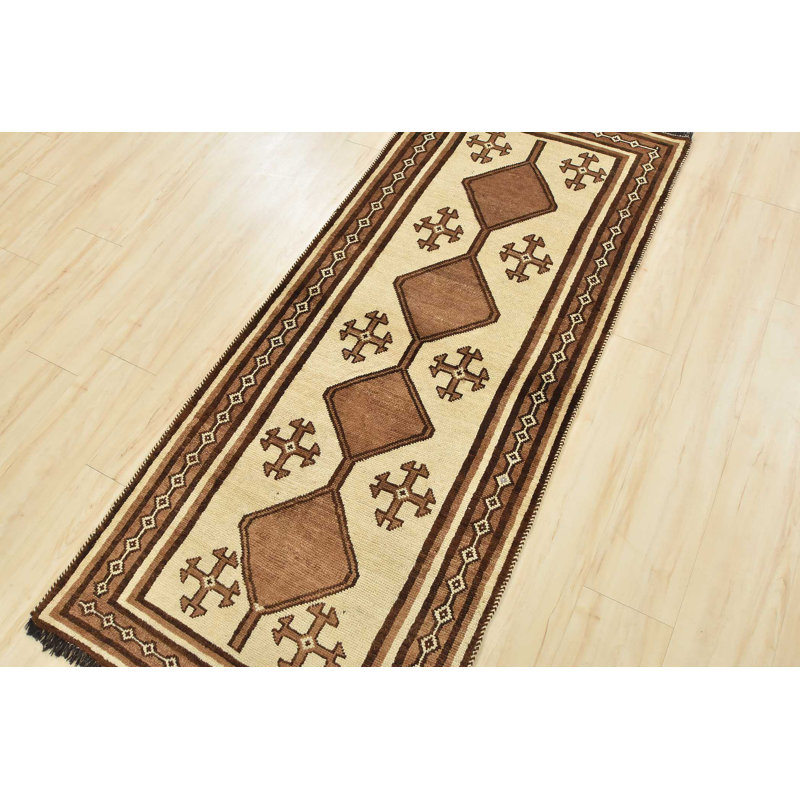 Ronaya One-of-a-Kind 2'10" X 6'6" 1980s Runner Wool Area Rug in White
