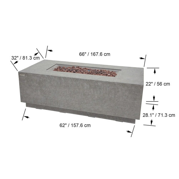 Envelor Andes 22'' H x 66'' W Concrete Propane Outdoor Fire Pit Table ...