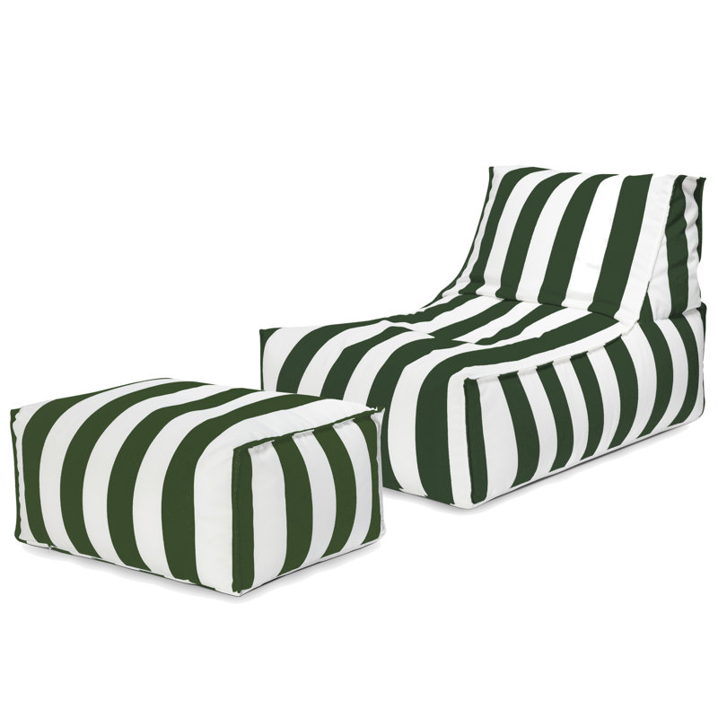 Fauteuil à billes et repose-pieds d'extérieur 2 pièces Santorin, Green
