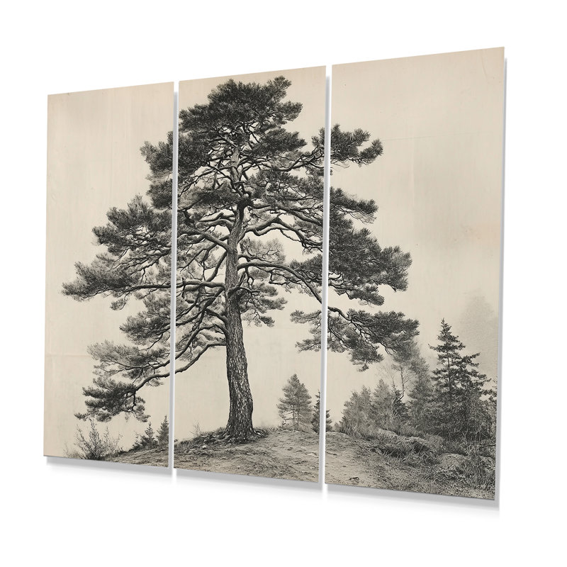 «Vintage Tall Pine Forest Tree», ensemble de reproductions d'art mural, H 40 po x l 60 po, Frameless Metal Print