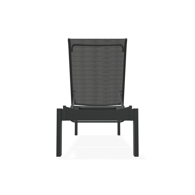 Leeward Sling Marine Grade Polymer Lay-flat Stacking Armless Long Frame Chaise with Wheels, Collect Indigo, Graphite