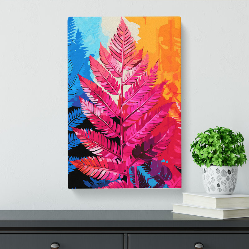 Fern Leaf Pop - Wrapped Canvas Print, 50cm H x 35cm W x 3cm D