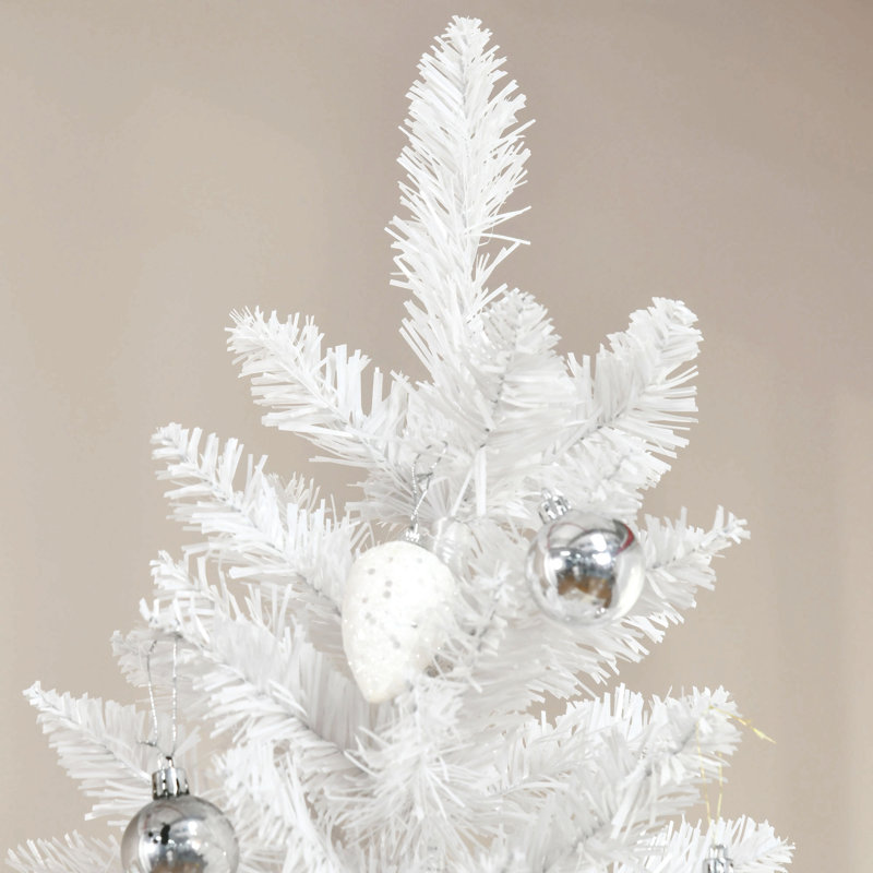 Grand sapin de Noël artificiel non éclairé avec branches réalistes et base en acier, rose, 7'