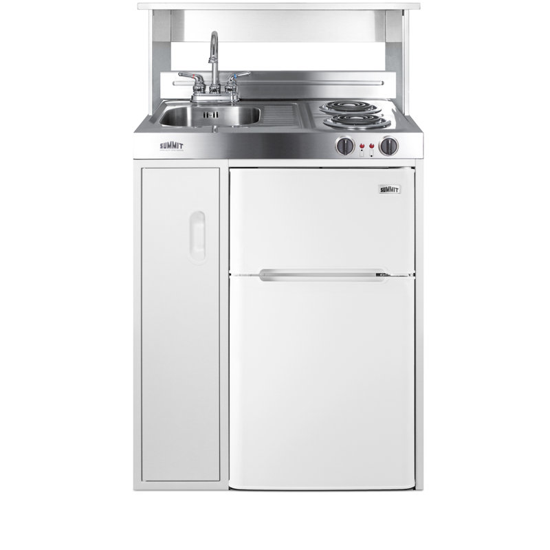 30'' Wide White Stainless Steel All-In-One Kitchenette