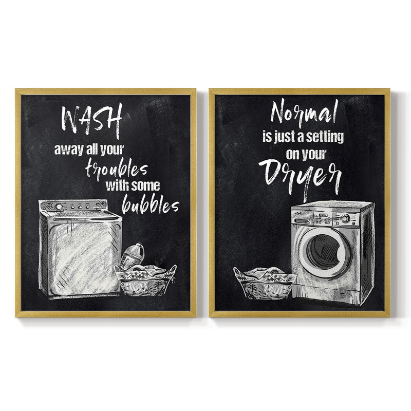 «Wash Away Your Trouble» - Impression encadrée de qualité supérieure - Prêt à accrocher - Aucun clou requis - Aucun clou requis