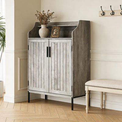 Modern Shoe Storage Cabinet – 4-Tier Wooden Organizer with 3 Adjustable Shelves, Freestanding Hallway Entryway Cabinet