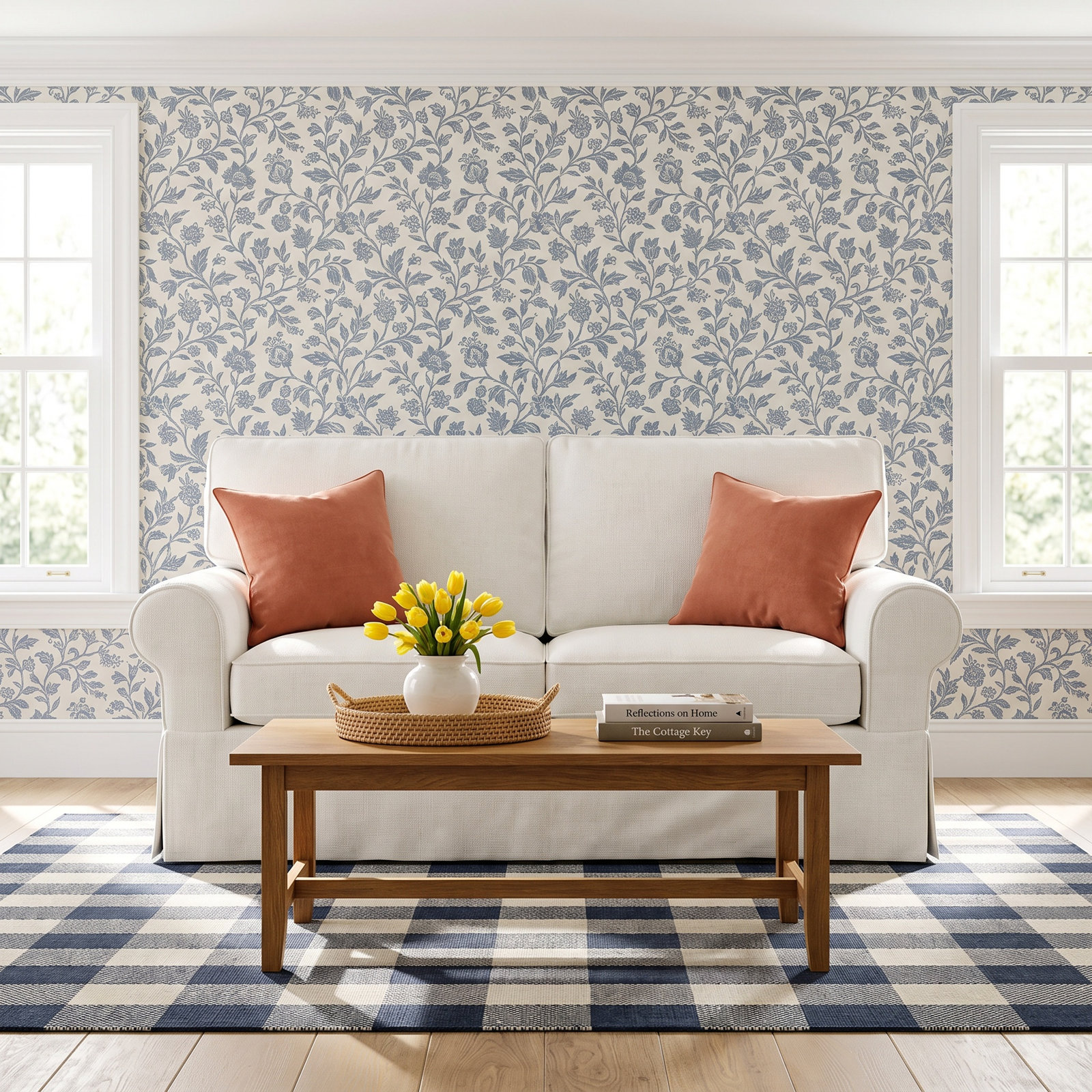 Porter 62'' Slipcovered Loveseat, Drusky Moonglow Sustain® Basketweave