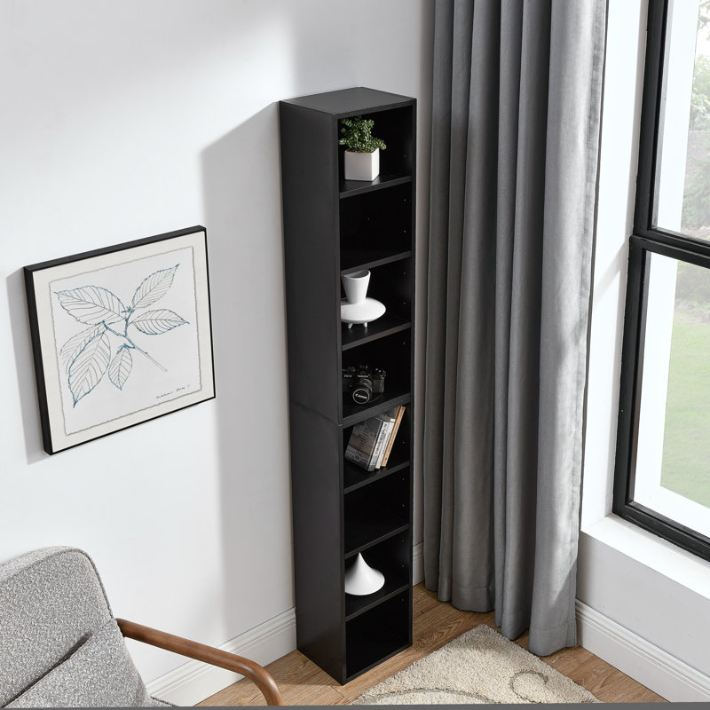 Étagère tour de rangement en bois aggloméré ajustable à 8 niveaux et hauteur 70,9 pouces noir mat pour bureau personnel