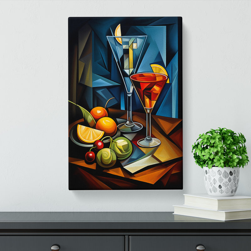 Cocktail Cubism - Wrapped Canvas, 50cm H x 35cm W x 3cm D