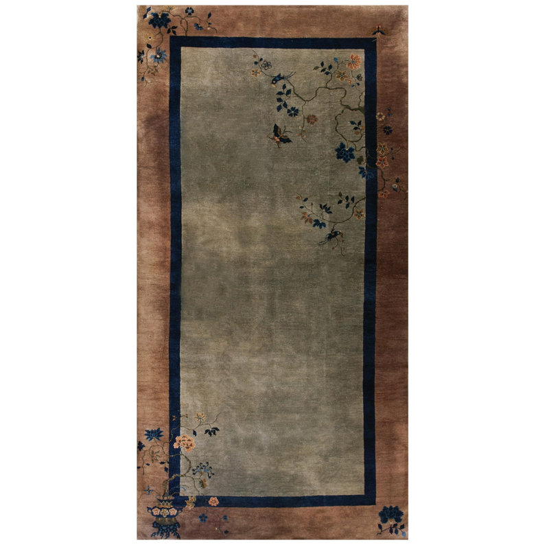 Antique Chinese Art Deco Wool Pile Gray Color Area Rug