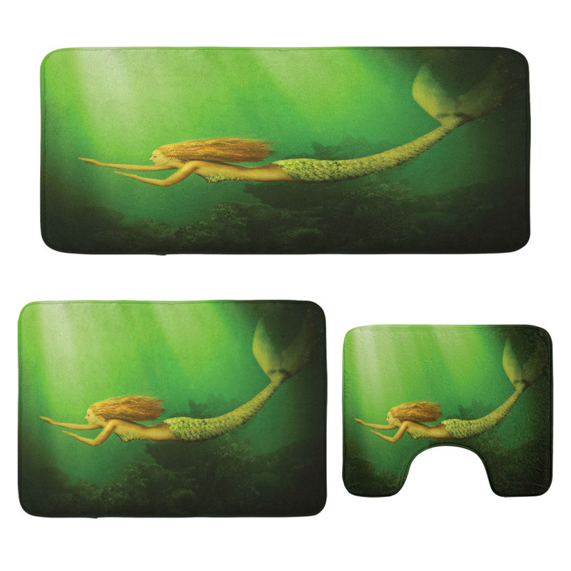  Ensemble de tapis de salle de bain sirène 3 pièces Mermaid