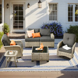 Carolle 6 Piece Sofa Seating Group With Fire Pit And Cushions