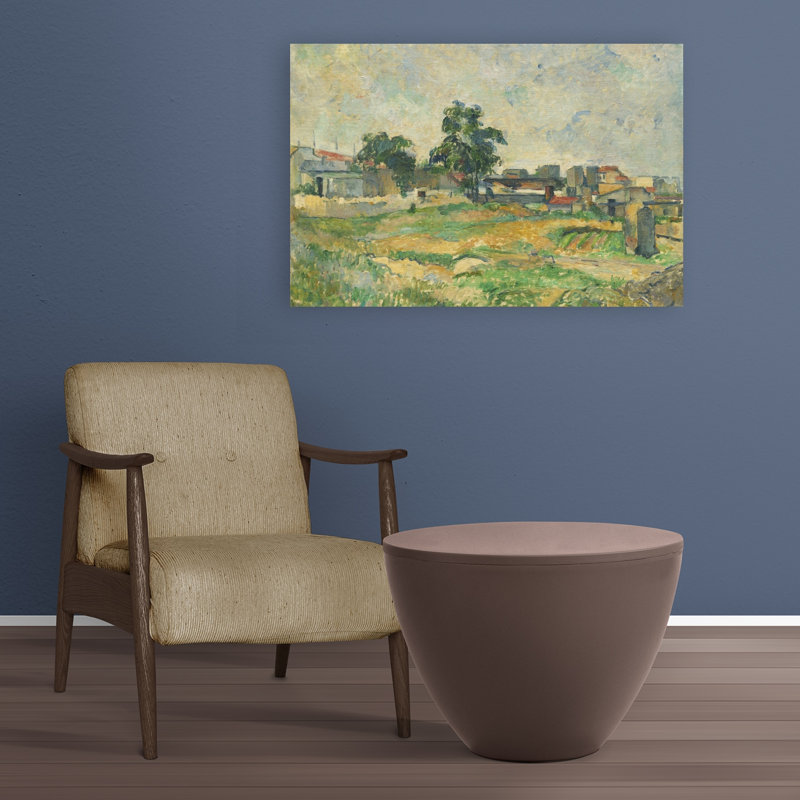 Paysage près de Paris, vers 1876. Estampe d'art mural représentant un paysage d'architecture contemporaine.