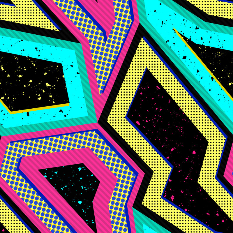 Retro 90S Style Abstract - Wrapped Canvas Print, 51cm H x 51cm W x 3.8cm D