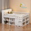 Lit mezzanine peu encombrant avec tablettes de rangement, tête de lit avec lumière DEL-123101673-123101672