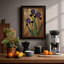 Irises Against Damask Botanical - Framed Print-1913675802-1913675807