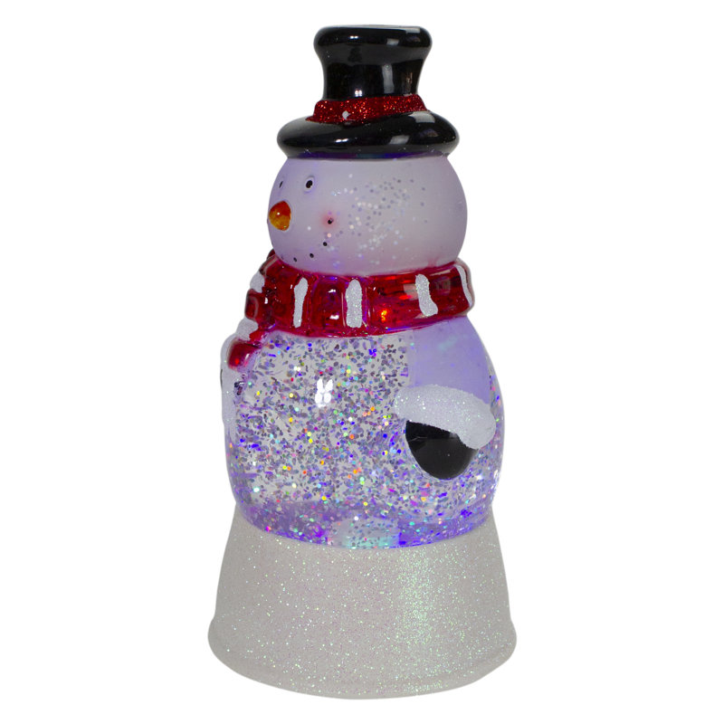 7.5" LED Lighted Color Changing Snowman Christmas Glitter Snow Globe