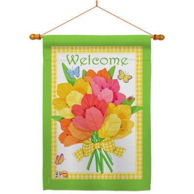 Ensemble de drapeaux à 2 faces H 40 po x l 28 po welcome Flower bouquet