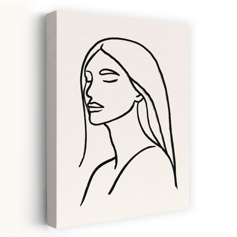 Serene Profile Drawing Abstract Minimalist Modern Wall Art Print 1 Piece Wrapped Canvas Wall Art, 60.96cm H x 40.64cm W