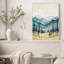 Art mural sur toile Teal Mountain Range with Pine Trees and Birds-1884983829