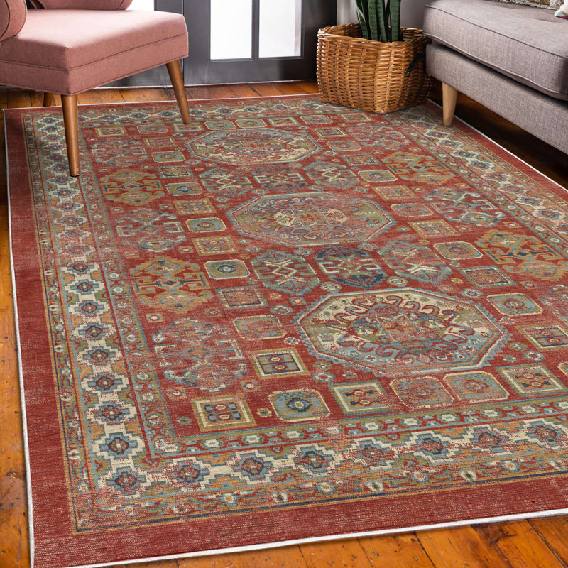 Tapis décoratif en fibres de polyester à haute densité Melky, Rectangle 4 pi x 5 pi 7 po