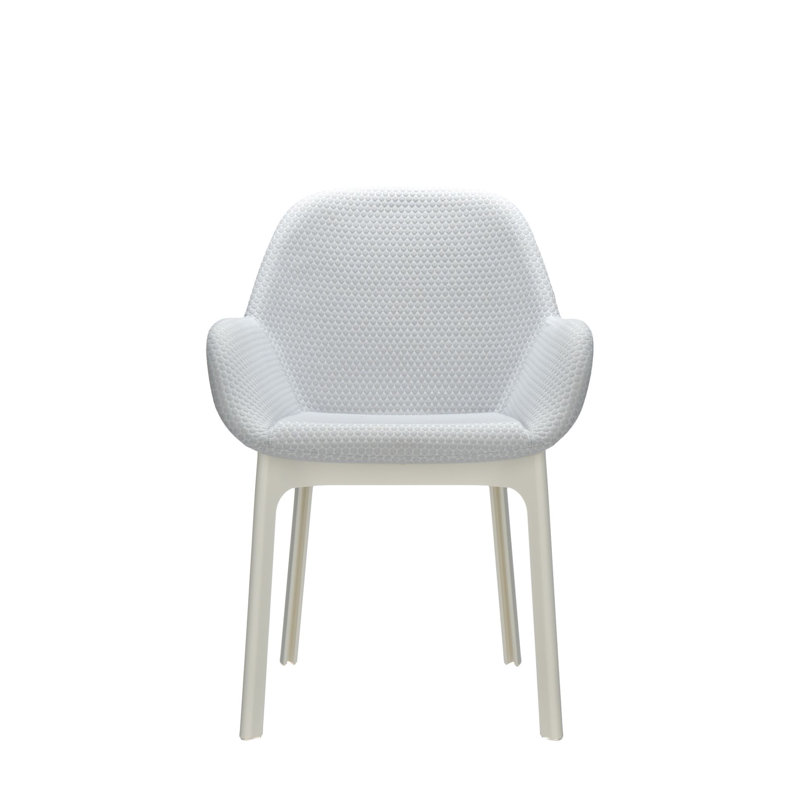 Clap Upholstered Arm Chair, White, Gray