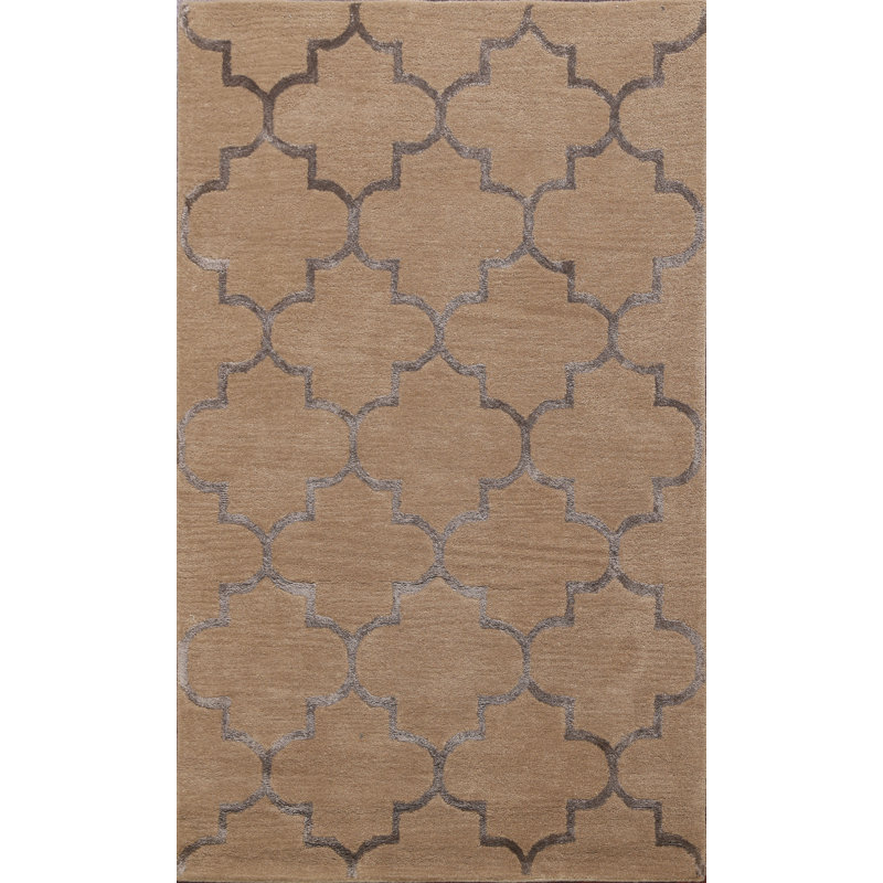 Tapis brun en laine / soie touffeté à la main Cecelia