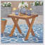 Table d'appoint en bois d'acacia fabriquée à la main avec finition en teck sablé pour une utilisation extérieure et charme rustique