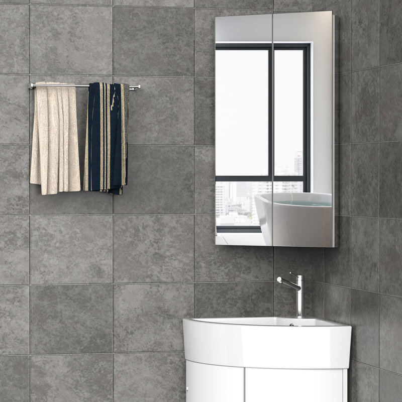 Biscay W 780mm H Surface Frameless Medicine Cabinet Mirror 3 Fixed