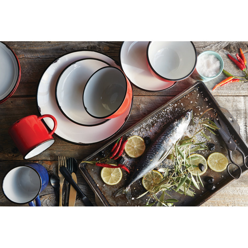 Tinware Salad Plate, Red