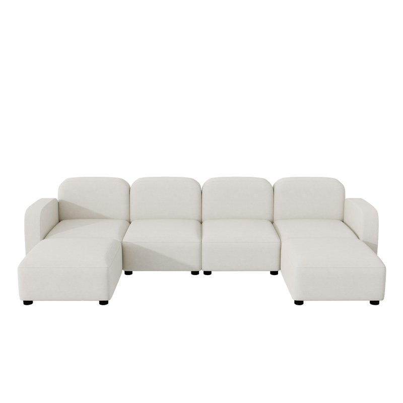 Ensemble de canapé modulaire réversible en U convertible de 6 places et canapé modulaire avec repose-pieds