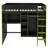 Full Size Wood Loft Bed with Desk,Open Wardrobe,Storage Compartments and RGB Lights,Green-1314055406