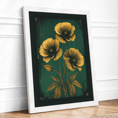 Golden Blooms Study Botanical - Framed Print